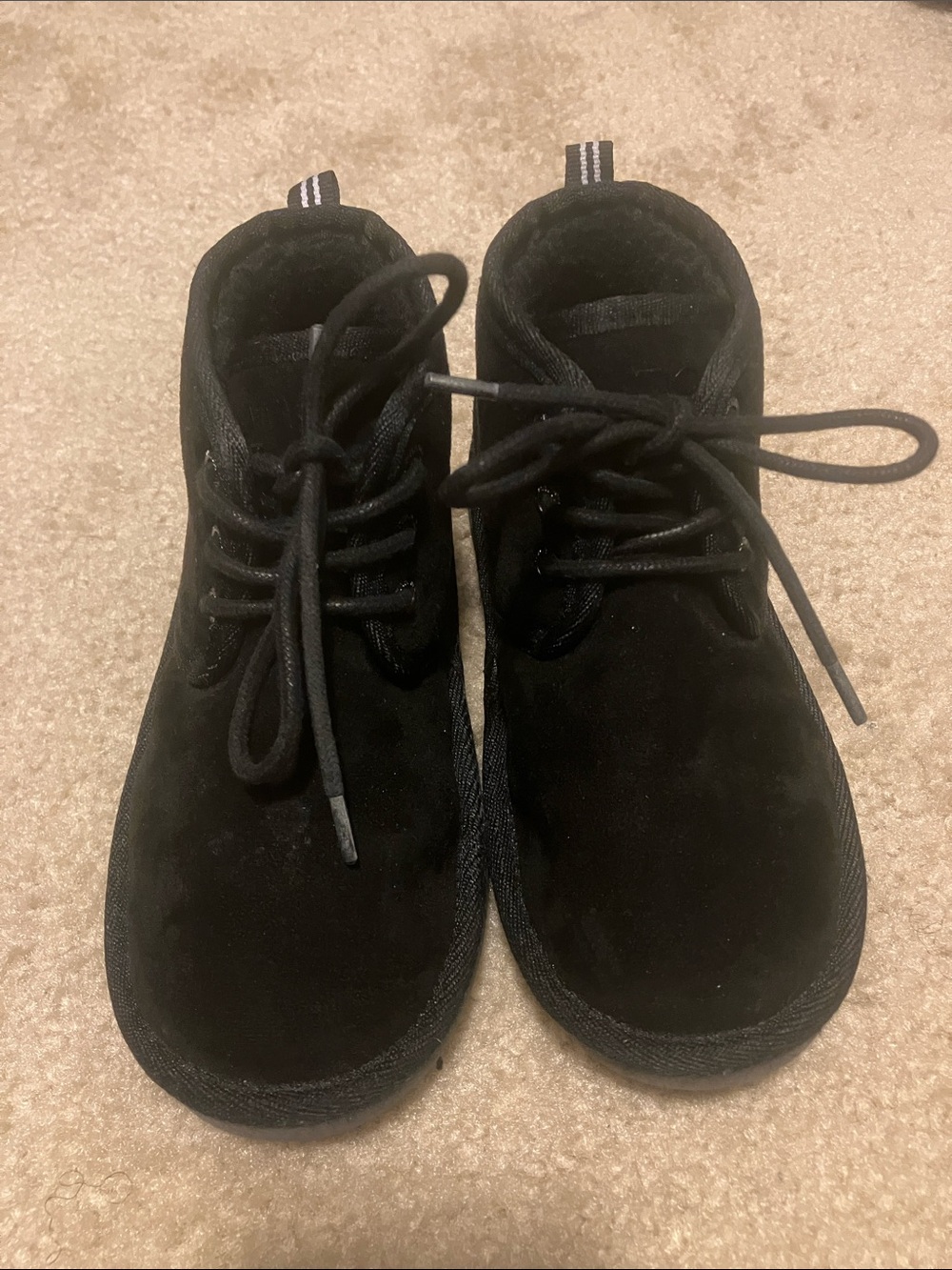 Nautica Kids Black Suede Lace-Up Ankle Boots with Pull Tab